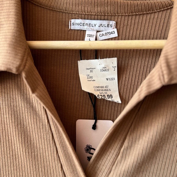 Sincerely Jules Elegant Brown Ribbed Midi Dress BNWT L - Picture 4 of 6